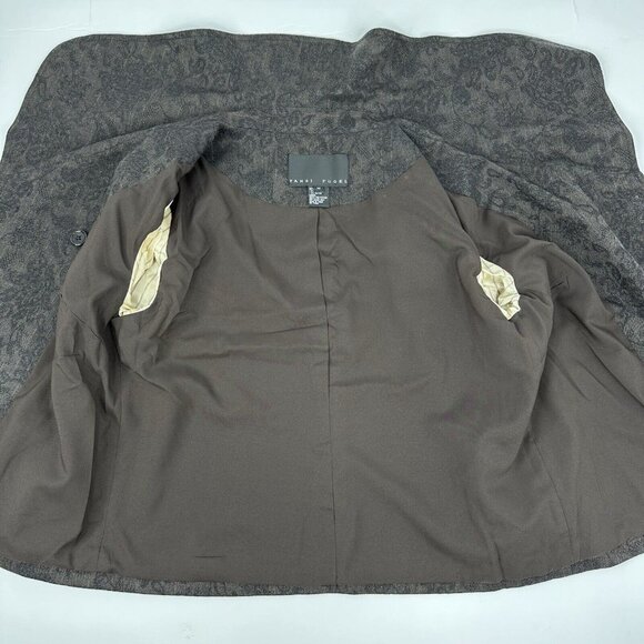 Yansi Fugel Women's Brown Paisley Striped Career Blazer‎ Skirt Suit M-C38/8-W30 - Picture 8 of 14